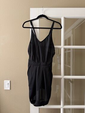 Minimalist Black V-Neck Mini Dress